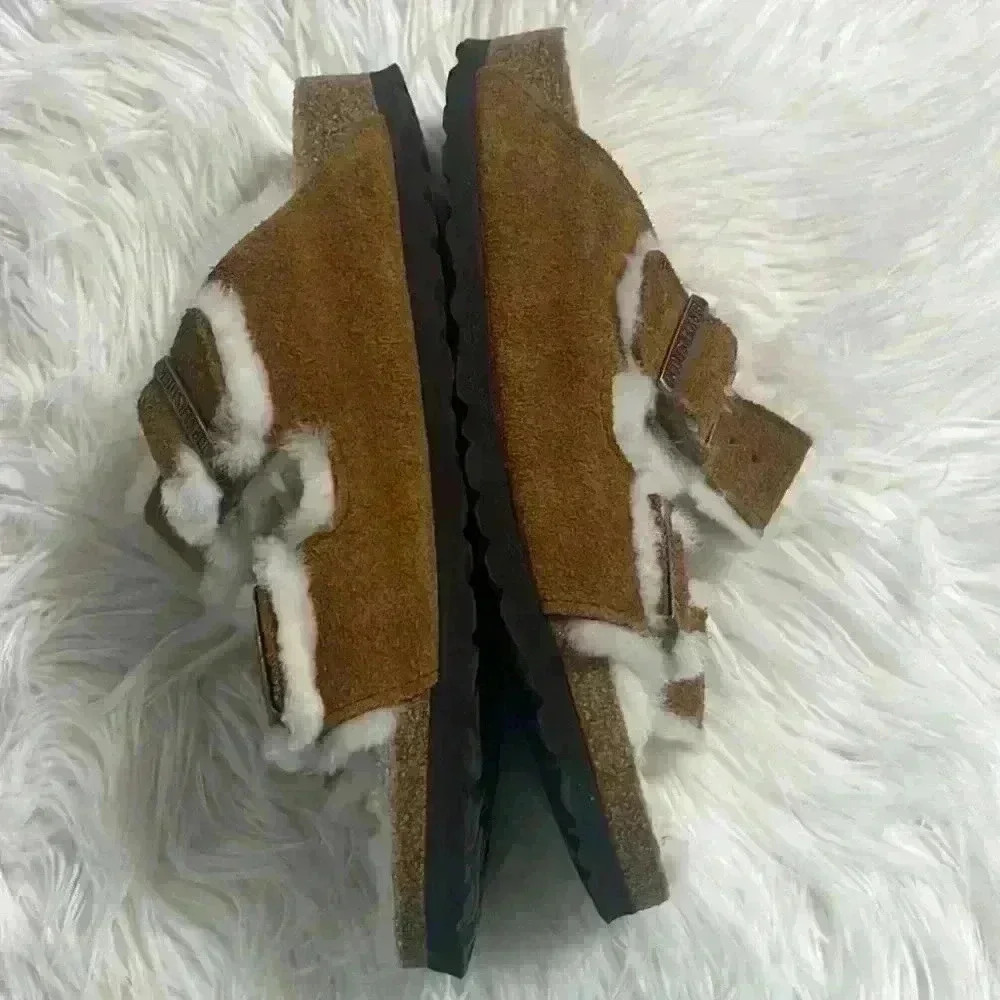 Birkenstock Womens Arizona Shearling Suede Leather Mink - Picture 6 of 10